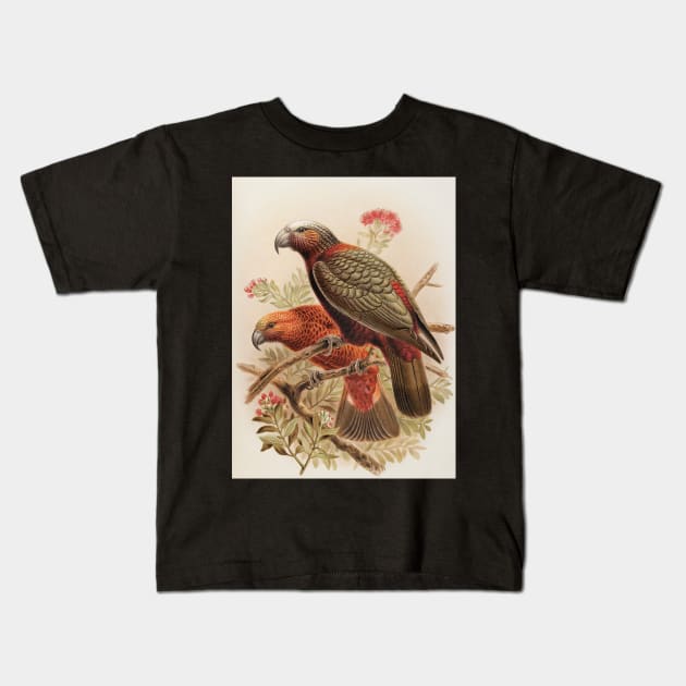 Kaka parrot and Kaka-kura, by Johannes Keulemans Kids T-Shirt by honeythief